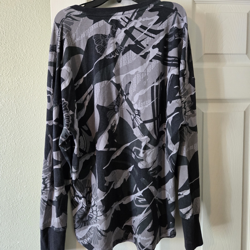 Men's Graphic Long Sleeve Shirt - Black and Gray